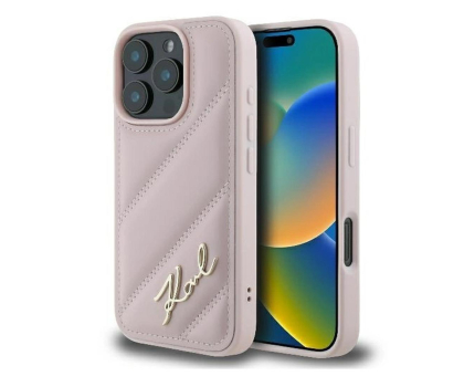 Etui / obudowa na smartfona Karl Lagerfeld Quilted Signature do iPhone 16 Pro różowy